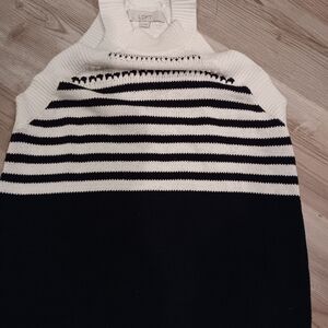 LOFT Black and White Striped Sweater